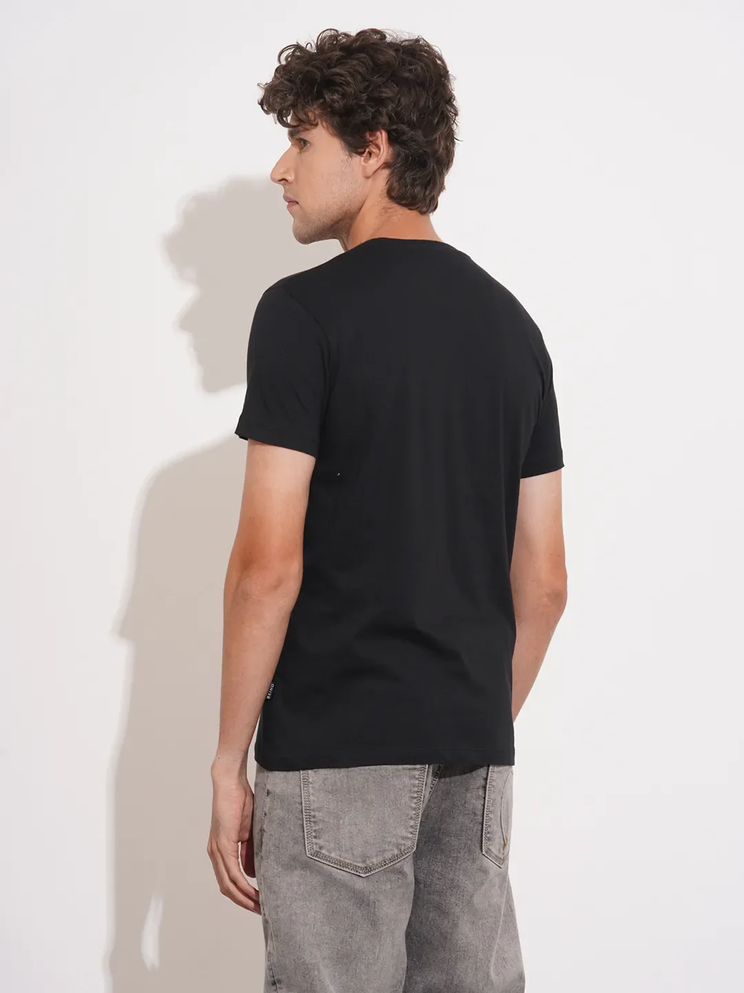Black Regular Fit Men's Short Sleeves T-Shirt by Being Human Clothing - Image 3