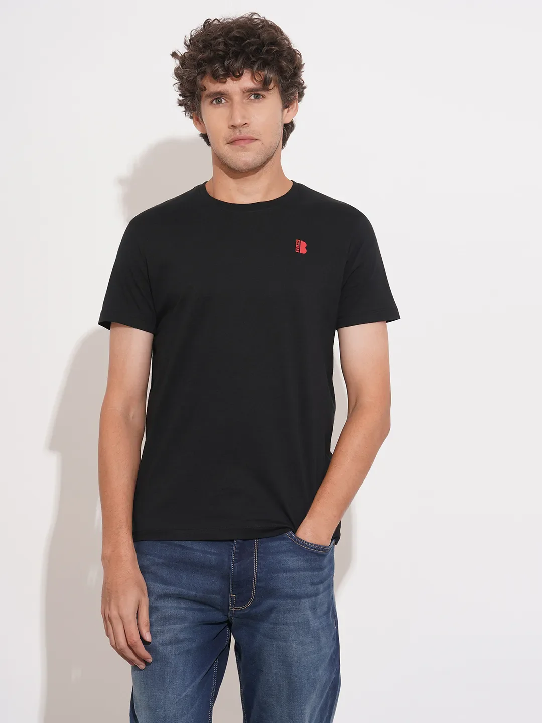Black Regular Fit Men's Short Sleeves T-Shirt by Being Human Clothing