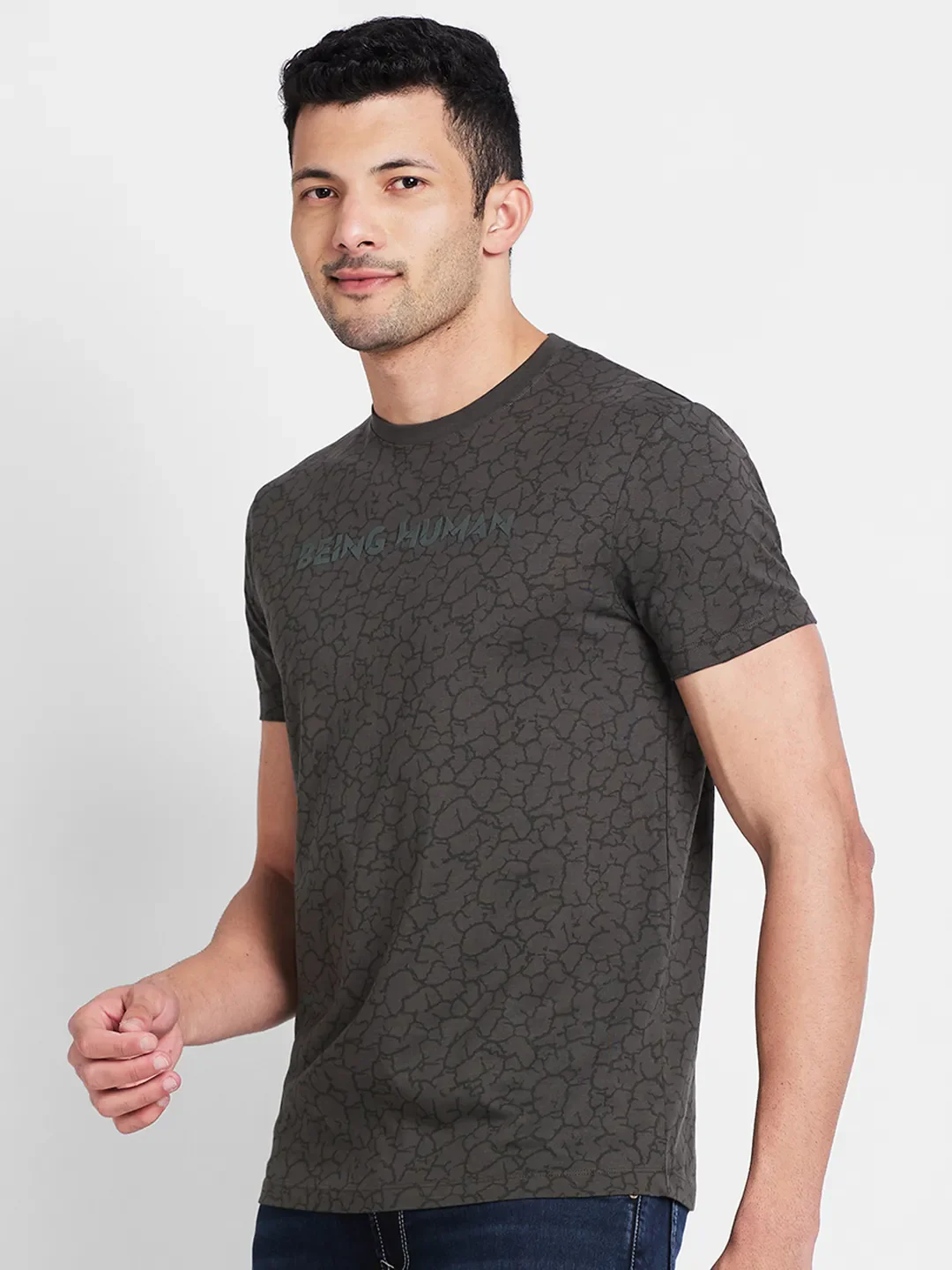 Black Regular Fit Men's Short Sleeves T-Shirt by Being Human Clothing - Image 4