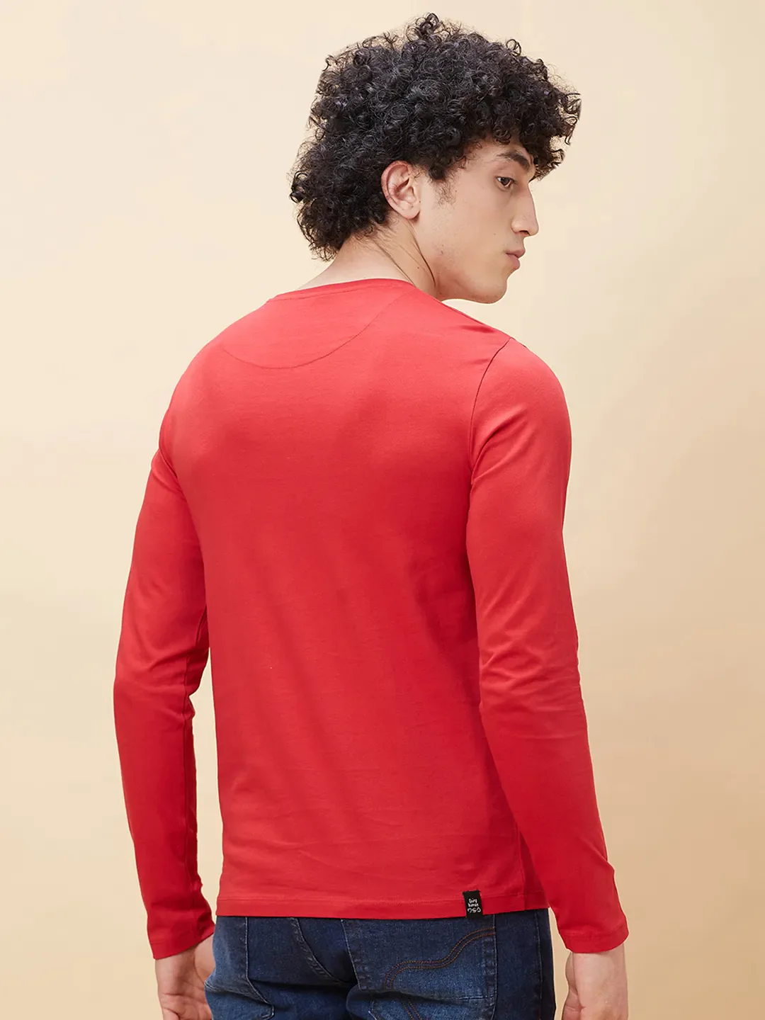 Red Regular Fit Men's Long Sleeves T-Shirt by Being Human Clothing - Image 4