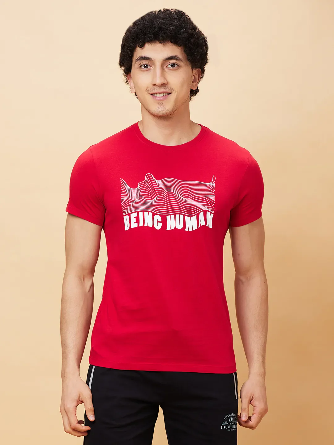 Red Regular Fit Men's Short Sleeves T-Shirt by Being Human Clothing