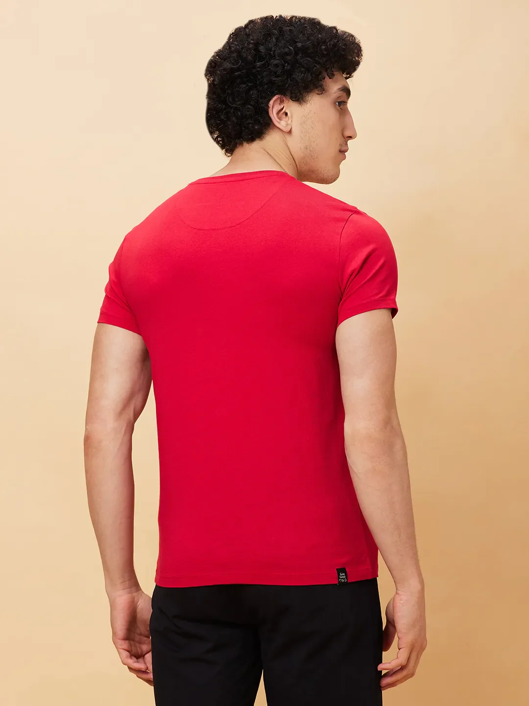 Red Regular Fit Men's Short Sleeves T-Shirt by Being Human Clothing - Image 3