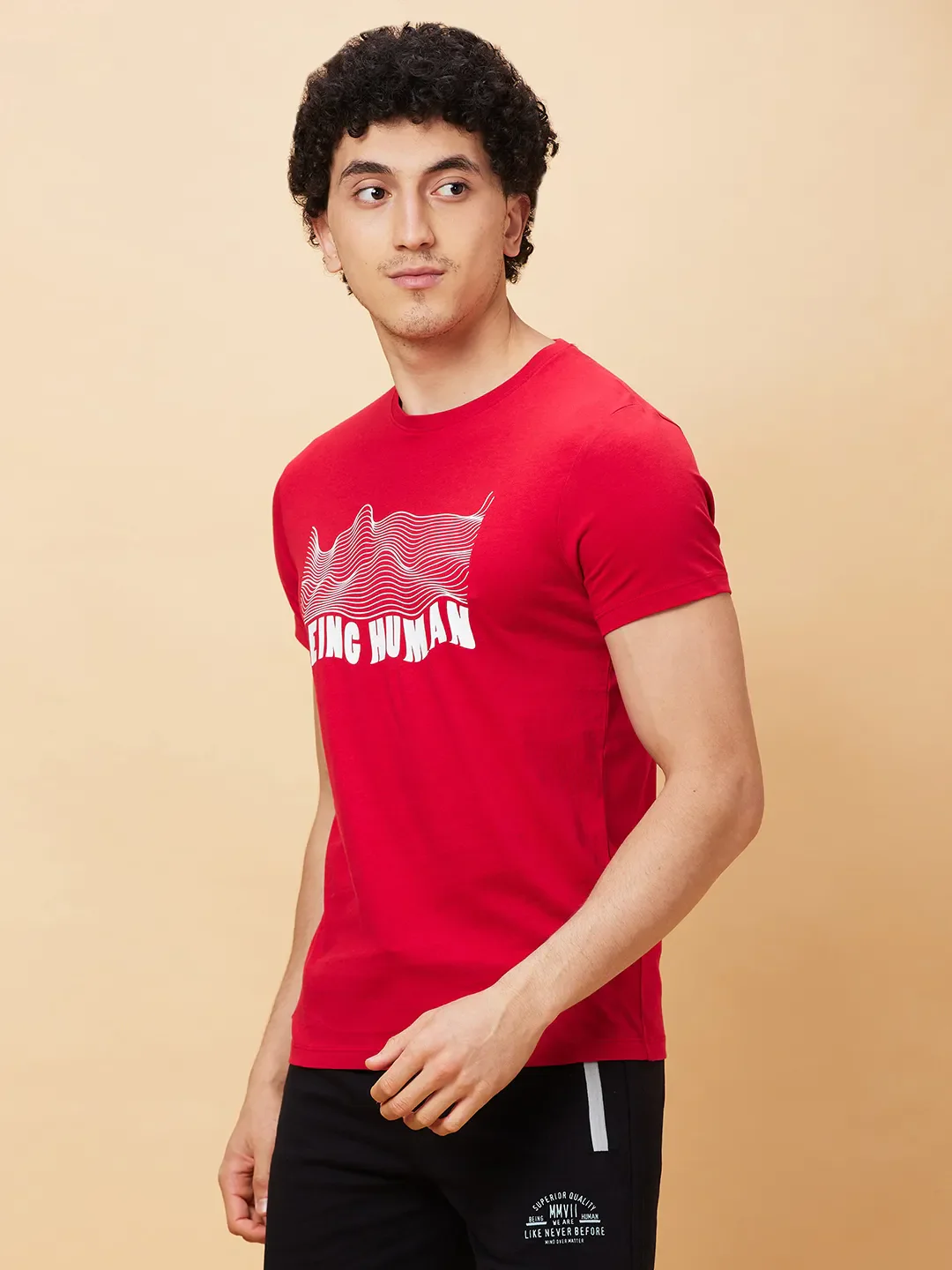 Red Regular Fit Men's Short Sleeves T-Shirt by Being Human Clothing - Image 4