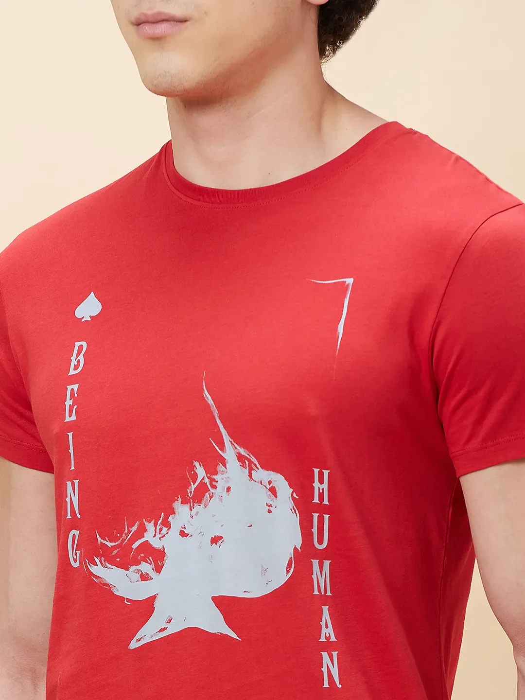 Red Regular Fit Men's Short Sleeves T-Shirt by Being Human Clothing - Image 5