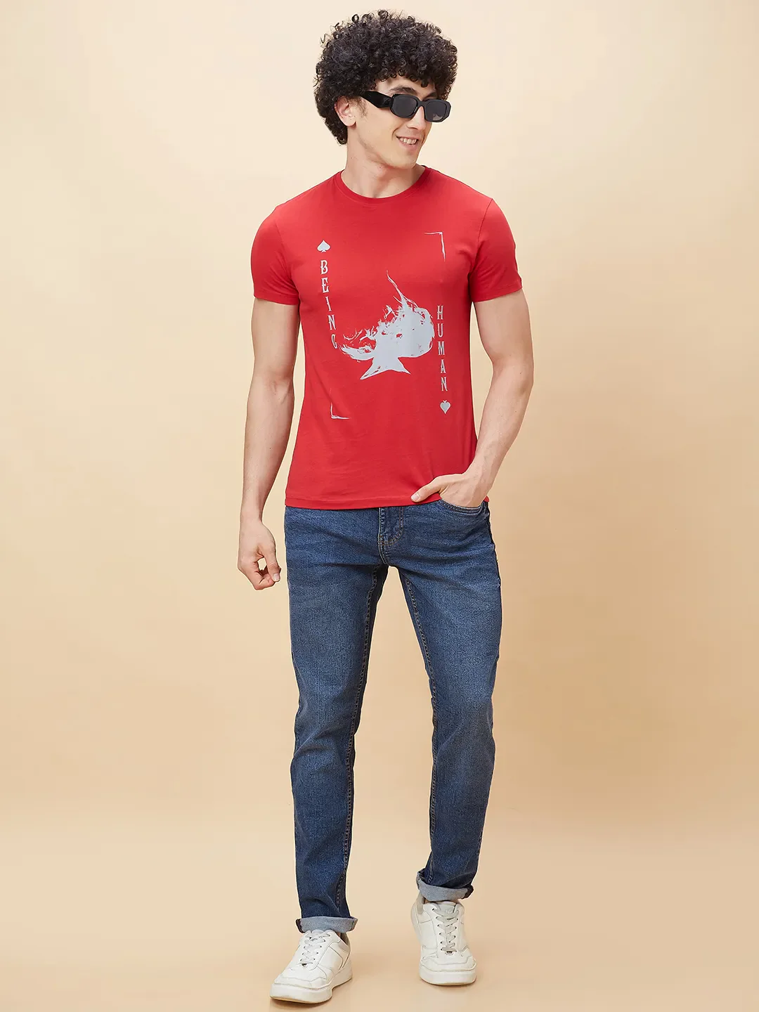 Red Regular Fit Men's Short Sleeves T-Shirt by Being Human Clothing - Image 6