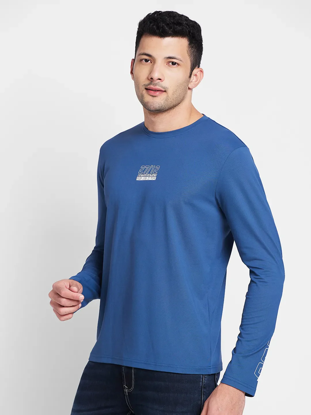 Blue Regular Fit Round Neck Men's T-Shirt by Being Human Clothing - Image 2