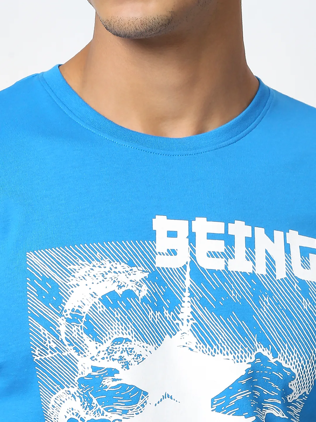 Blue Regular Fit Men's Long Sleeves T-Shirt by Being Human Clothing - Image 2