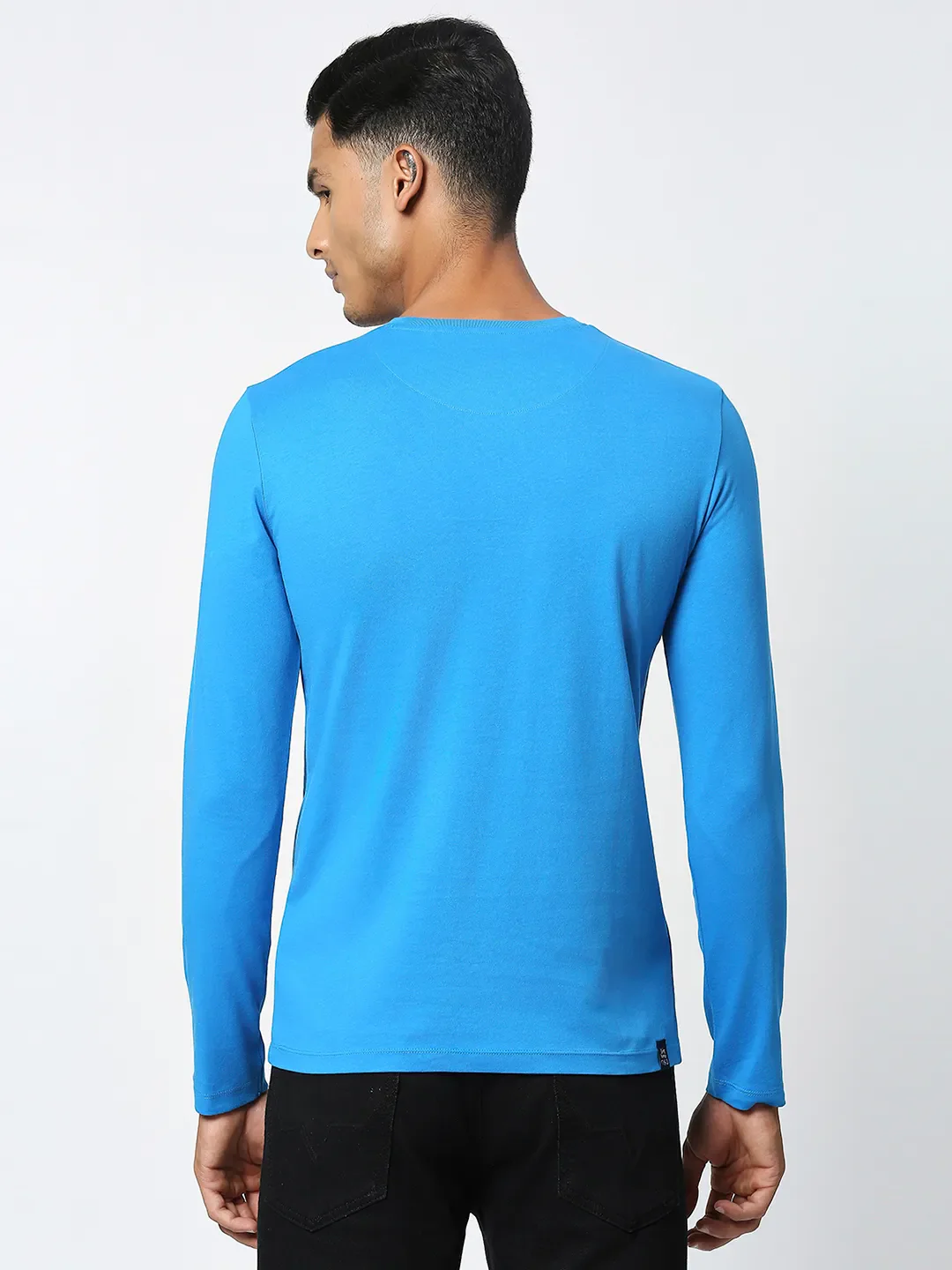 Blue Regular Fit Men's Long Sleeves T-Shirt by Being Human Clothing - Image 3