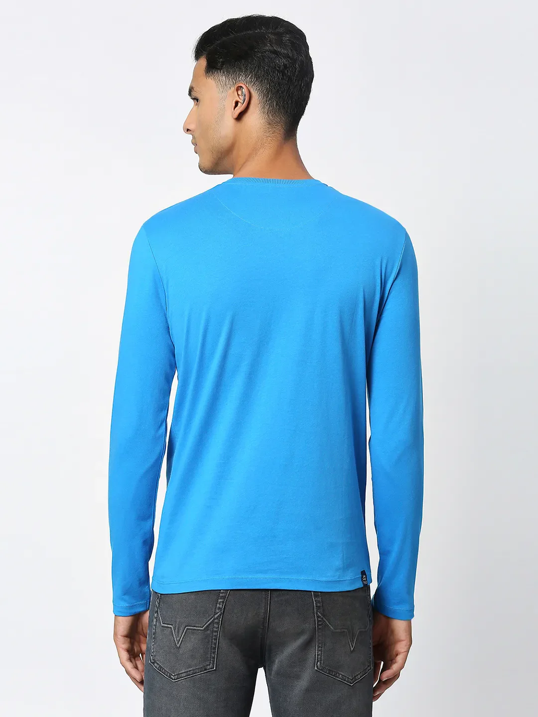 Blue Regular Fit Men's Long Sleeves T-Shirt by Being Human Clothing - Image 3