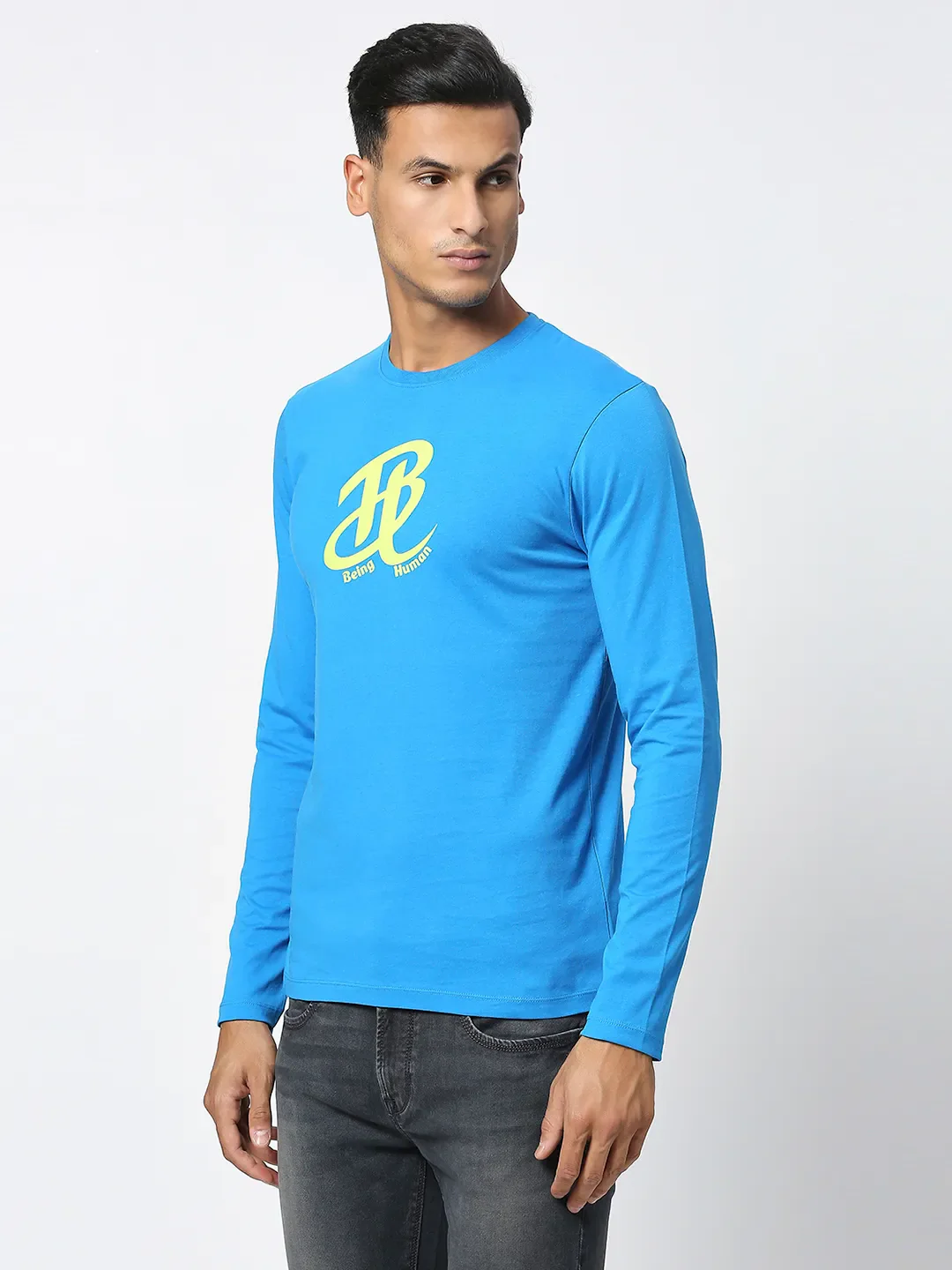 Blue Regular Fit Men's Long Sleeves T-Shirt by Being Human Clothing - Image 5