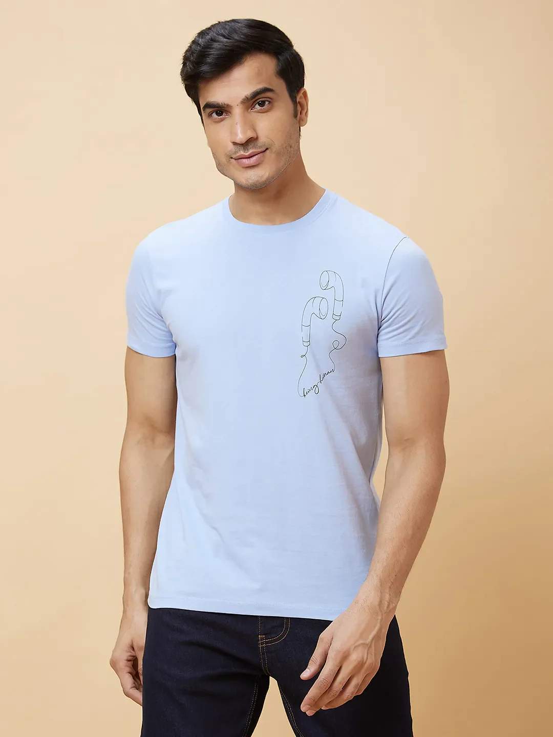 Blue Regular Fit Men's Short Sleeves T-Shirt by Being Human Clothing