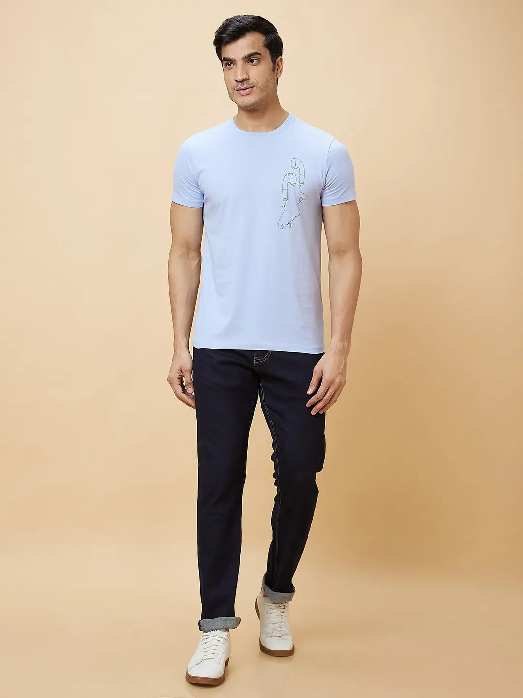 Blue Regular Fit Men's Short Sleeves T-Shirt by Being Human Clothing - Image 2