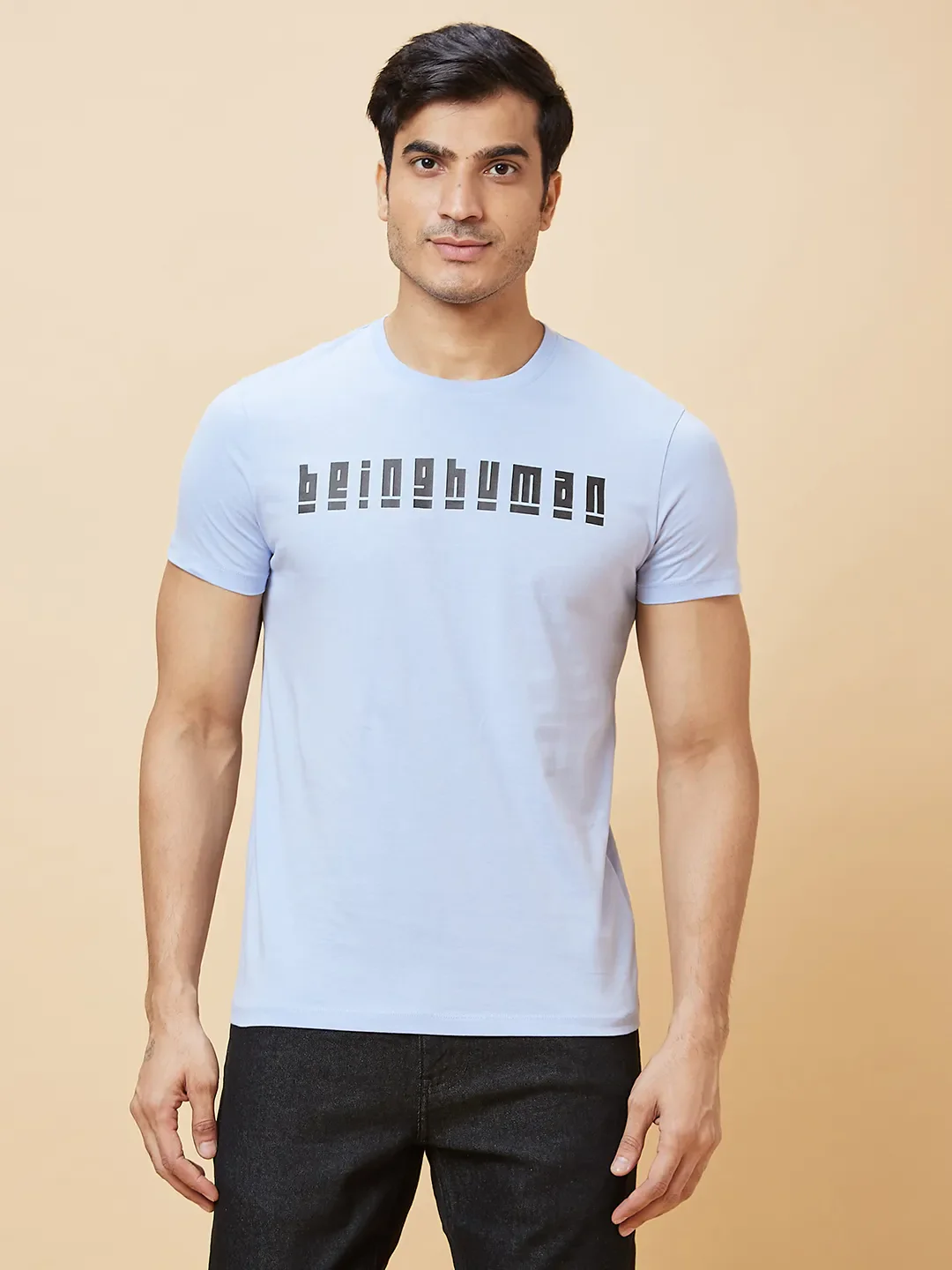 Blue Regular Fit Men's Short Sleeves T-Shirt by Being Human Clothing