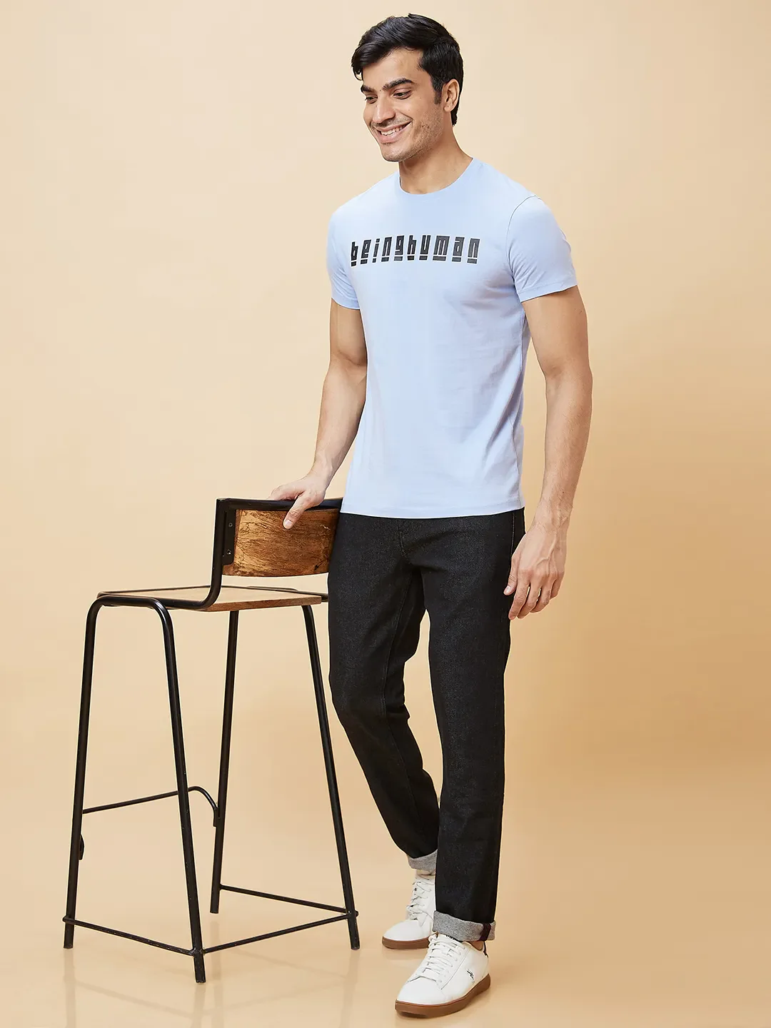 Blue Regular Fit Men's Short Sleeves T-Shirt by Being Human Clothing - Image 6