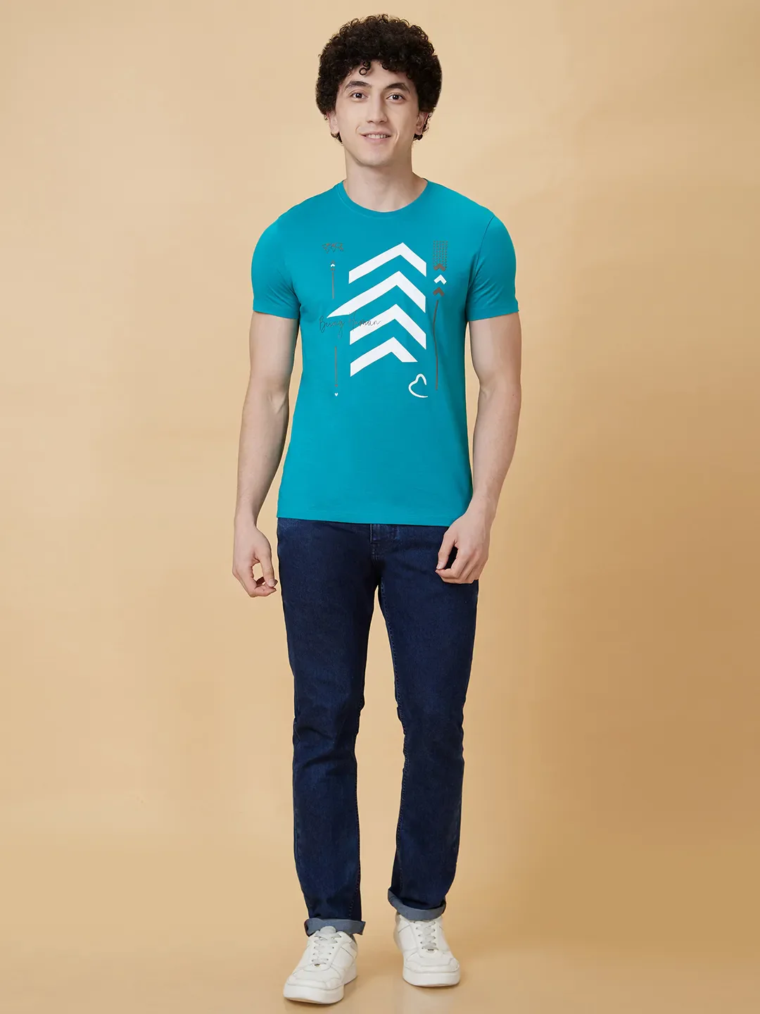 Blue Regular Fit Men's Short Sleeves T-Shirt by Being Human Clothing