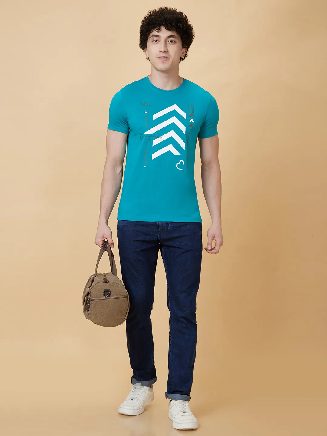 Blue Regular Fit Men's Short Sleeves T-Shirt by Being Human Clothing - Image 5