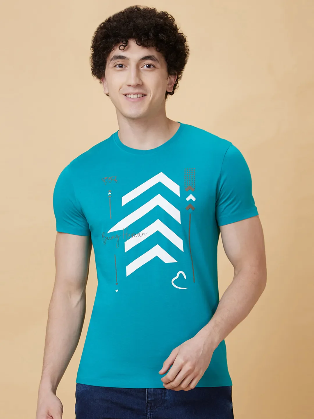 Blue Regular Fit Men's Short Sleeves T-Shirt by Being Human Clothing - Image 6