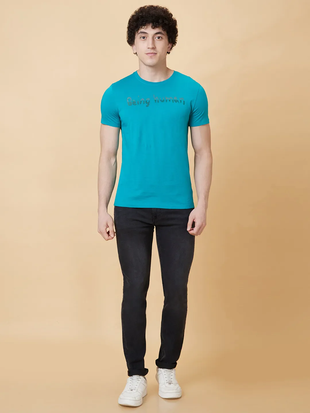 Blue Regular Fit Men's Short Sleeves T-Shirt by Being Human Clothing