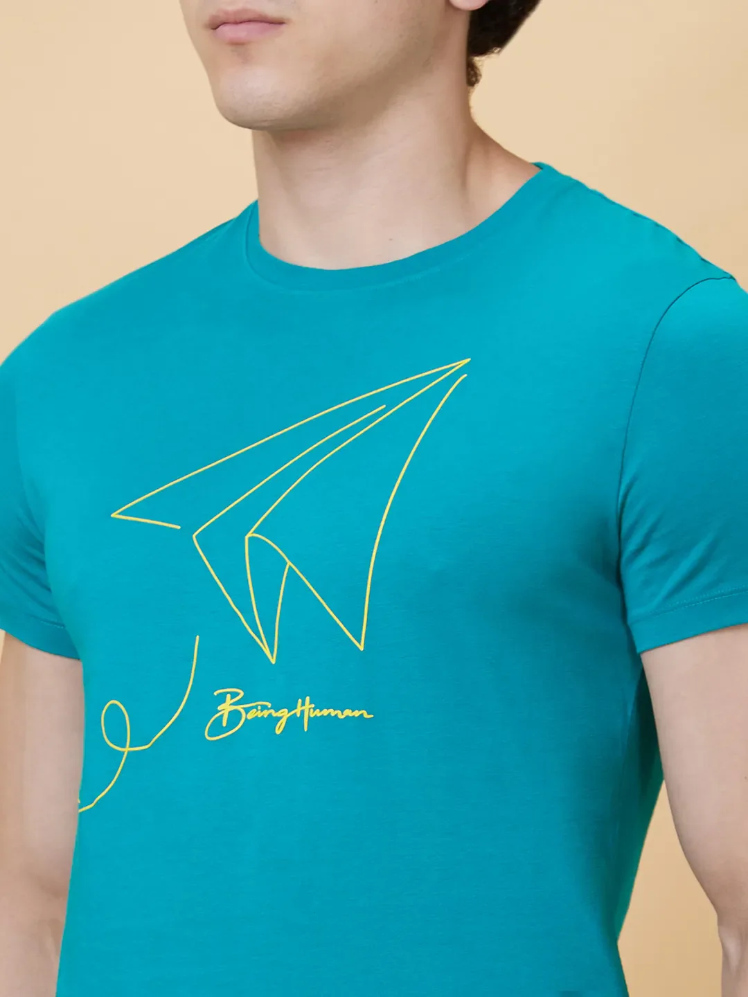 Blue Regular Fit Men's Short Sleeves T-Shirt by Being Human Clothing - Image 4