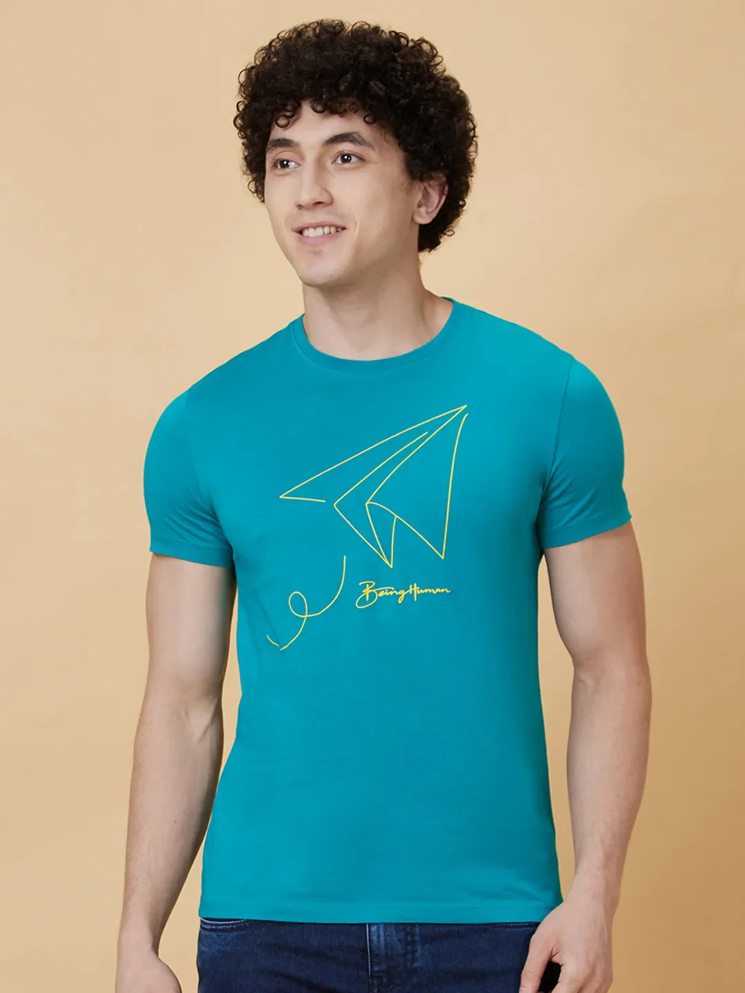 Blue Regular Fit Men's Short Sleeves T-Shirt by Being Human Clothing - Image 6