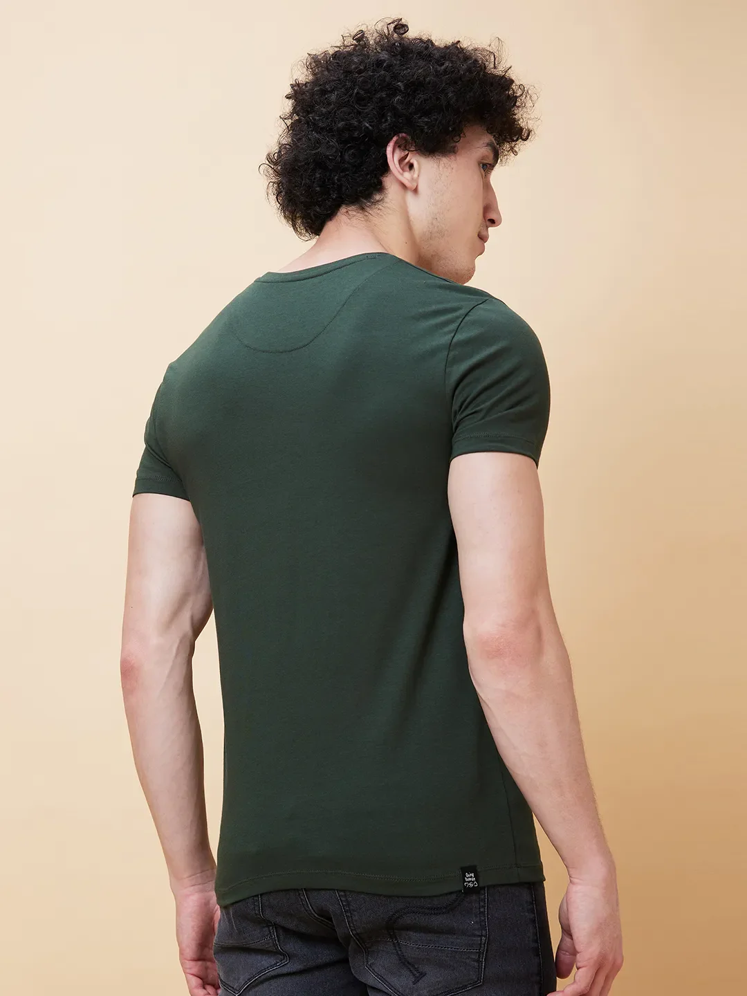 Green Regular Fit Men's Short Sleeves T-Shirt by Being Human Clothing - Image 3