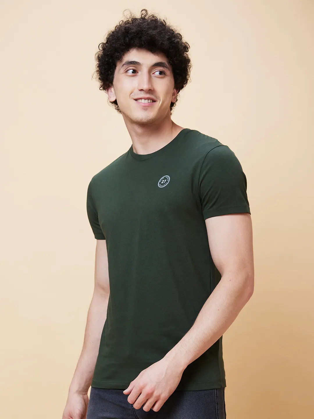Green Regular Fit Men's Short Sleeves T-Shirt by Being Human Clothing - Image 4