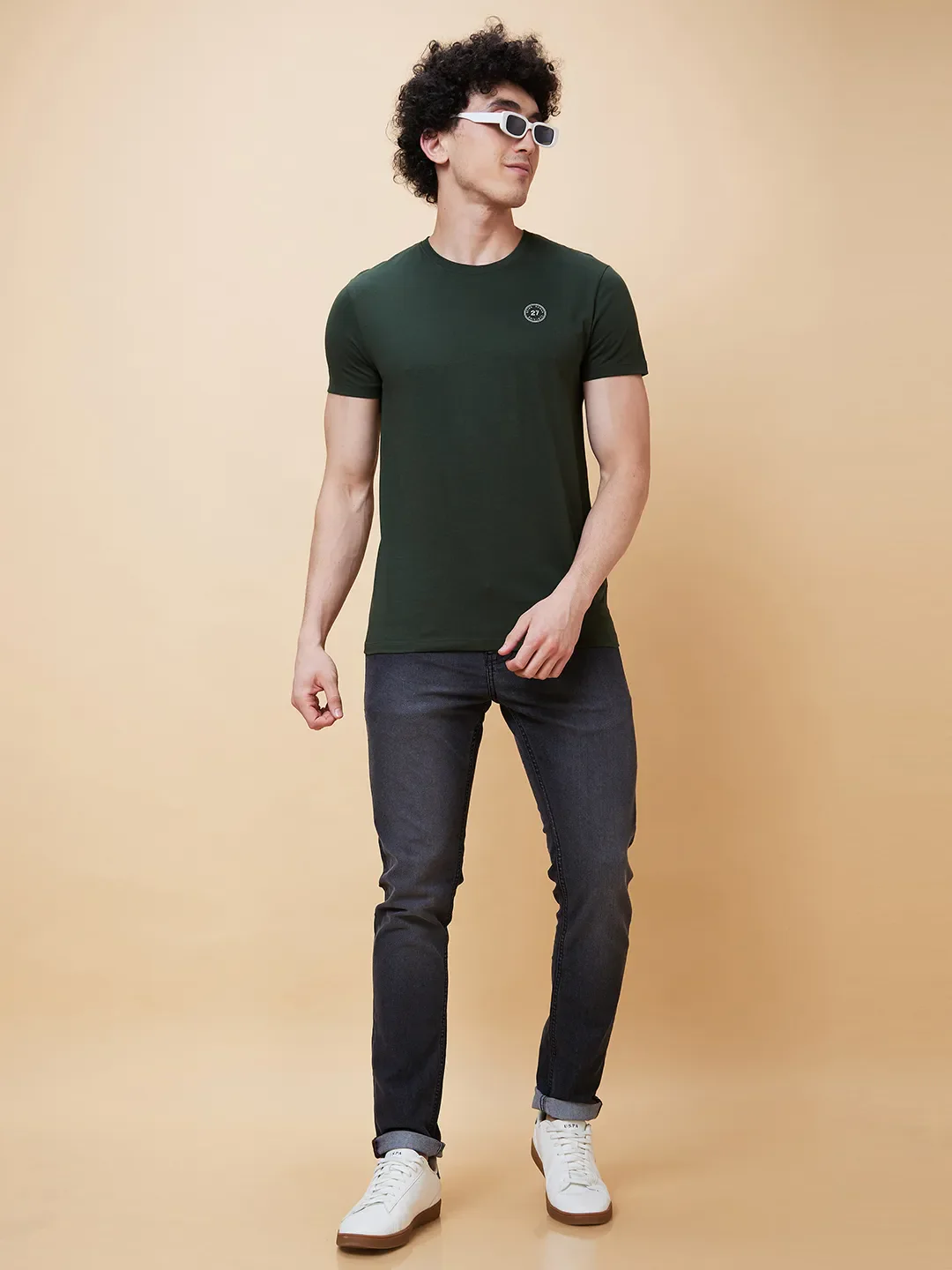 Green Regular Fit Men's Short Sleeves T-Shirt by Being Human Clothing - Image 6