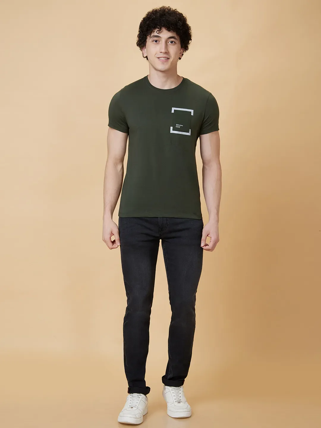 Green Regular Fit Men's Short Sleeves T-Shirt by Being Human Clothing - Image 2