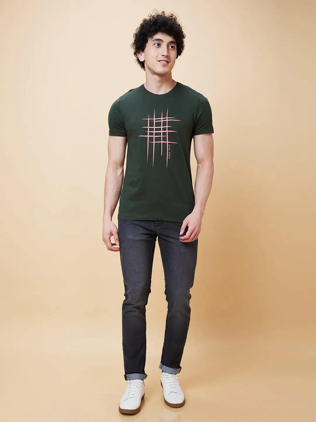 Green Regular Fit Men's Short Sleeves T-Shirt by Being Human Clothing - Image 2
