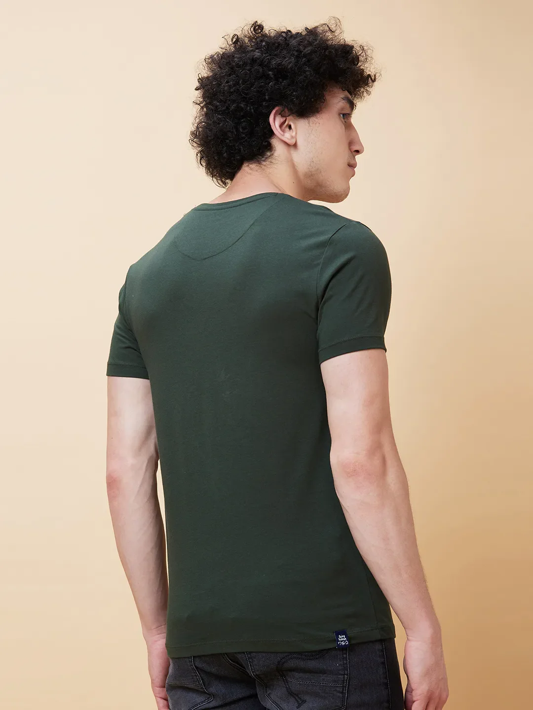 Green Regular Fit Men's Short Sleeves T-Shirt by Being Human Clothing - Image 3