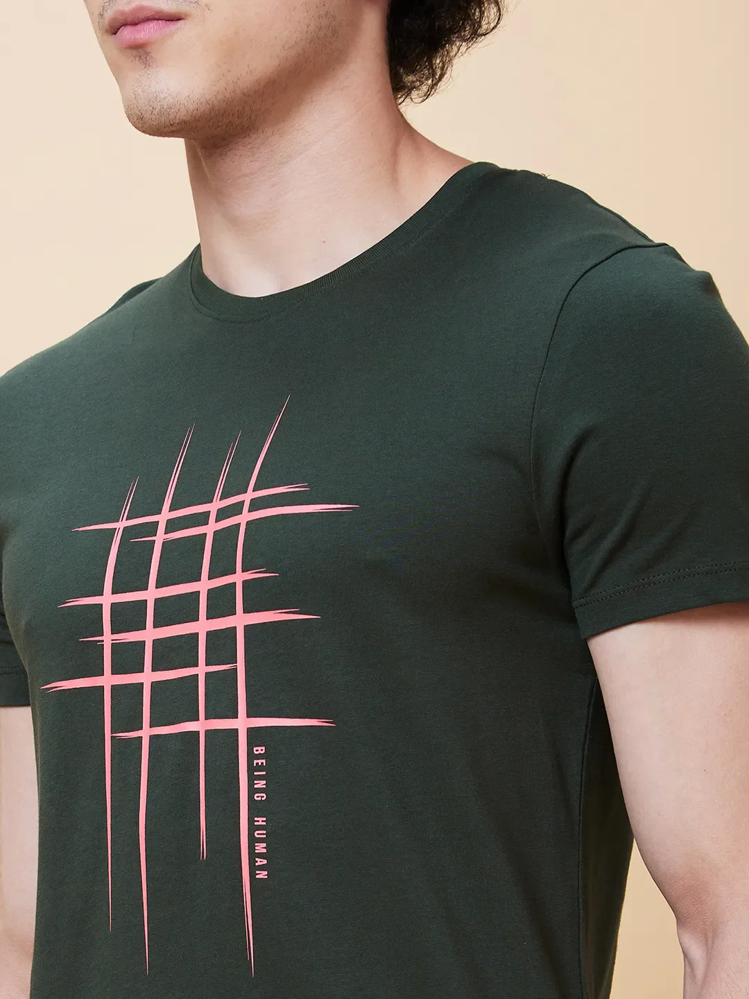 Green Regular Fit Men's Short Sleeves T-Shirt by Being Human Clothing - Image 5