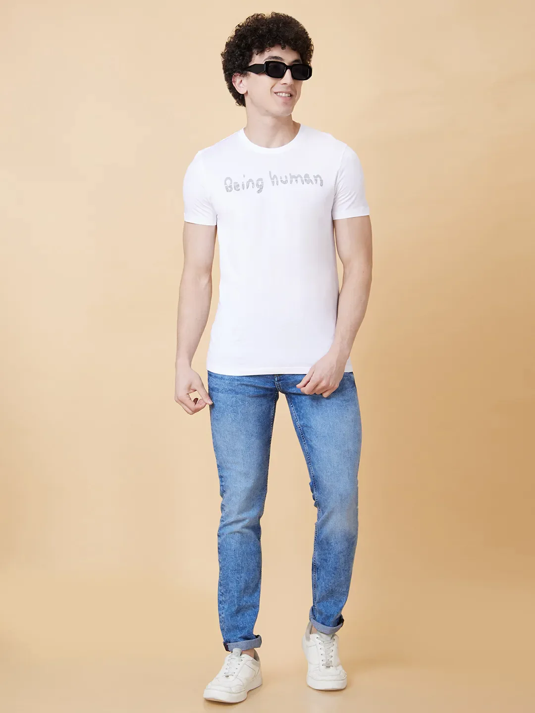 White Regular Fit Men's Short Sleeves T-Shirt by Being Human Clothing - Image 5