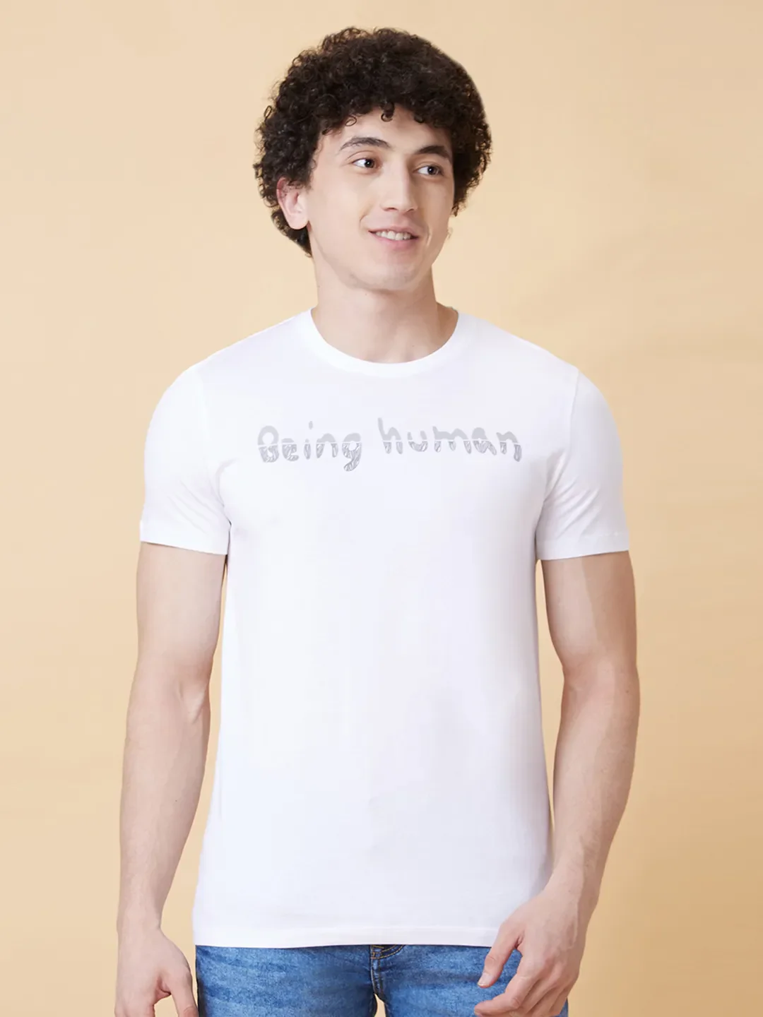 White Regular Fit Men's Short Sleeves T-Shirt by Being Human Clothing - Image 6