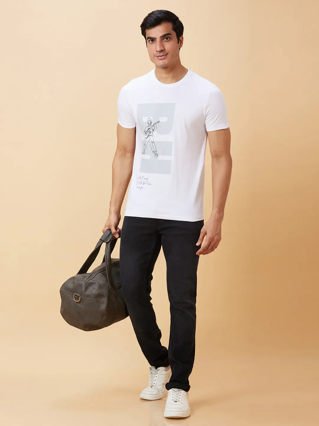 White Regular Fit Men's Short Sleeves T-Shirt by Being Human Clothing - Image 5