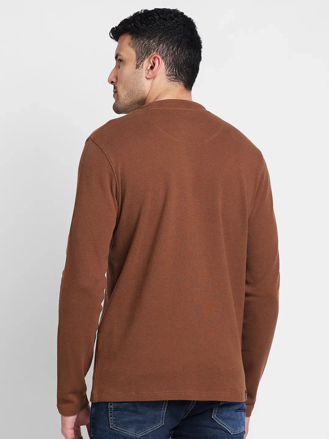 Brown Regular Fit Men's Long Sleeves T-Shirt by Being Human Clothing - Image 4