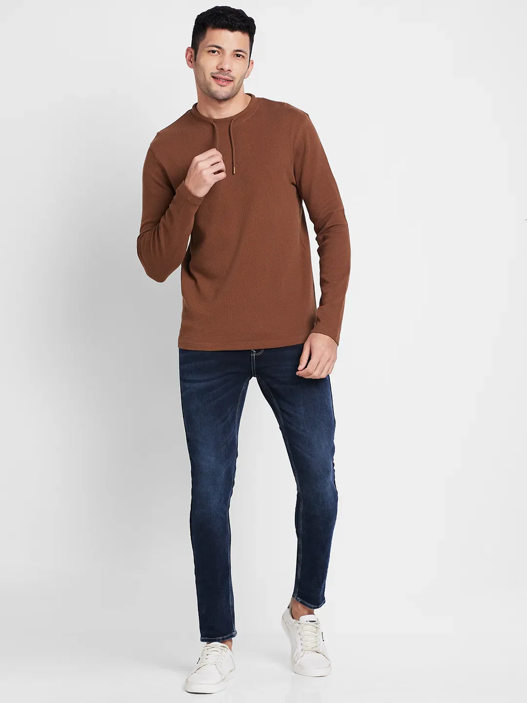 Brown Regular Fit Men's Long Sleeves T-Shirt by Being Human Clothing - Image 5