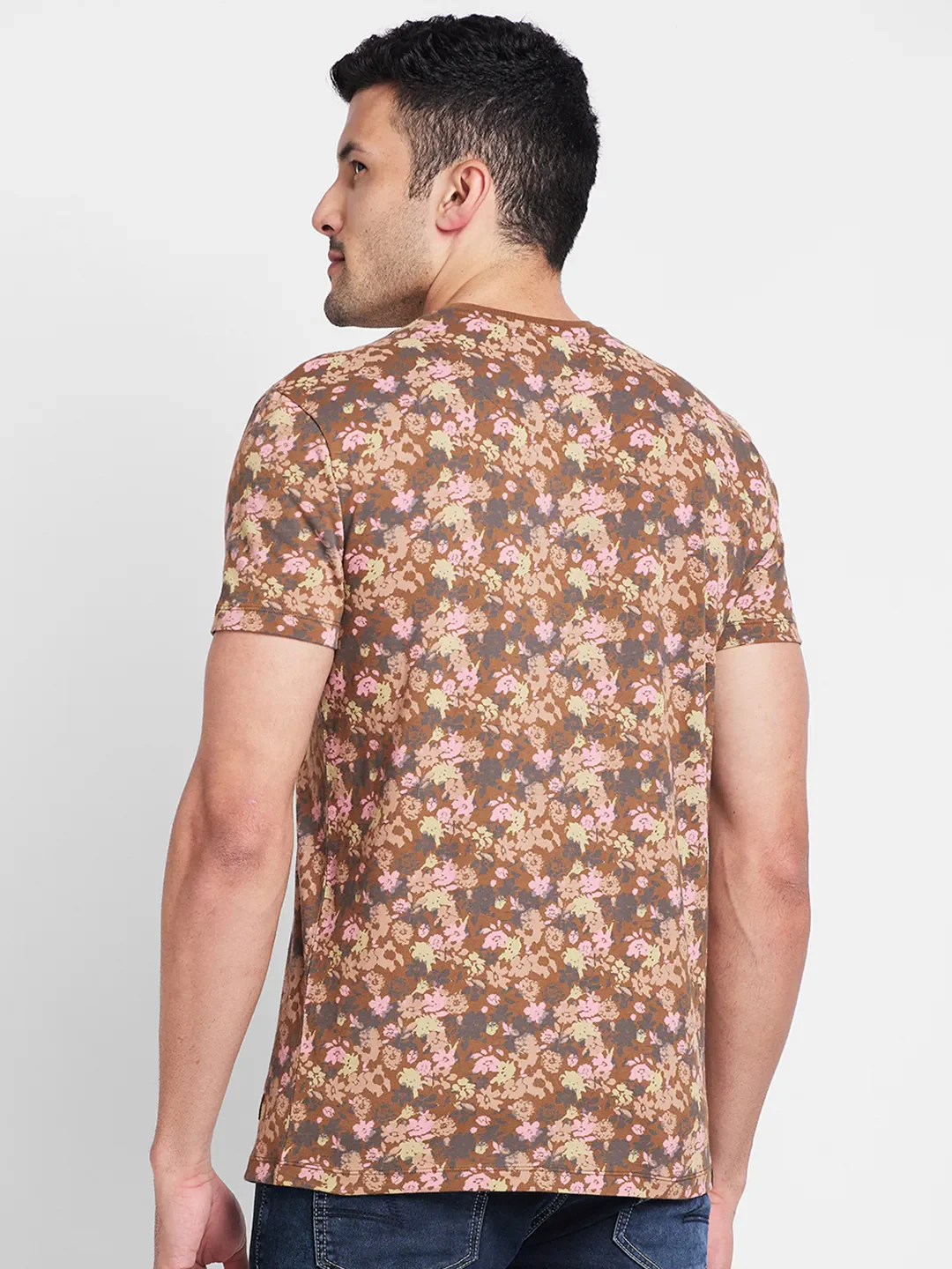 Brown Regular Fit Round Neck Men's T-Shirt by Being Human Clothing - Image 3