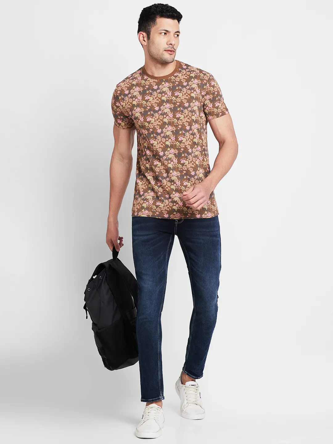 Brown Regular Fit Round Neck Men's T-Shirt by Being Human Clothing - Image 6