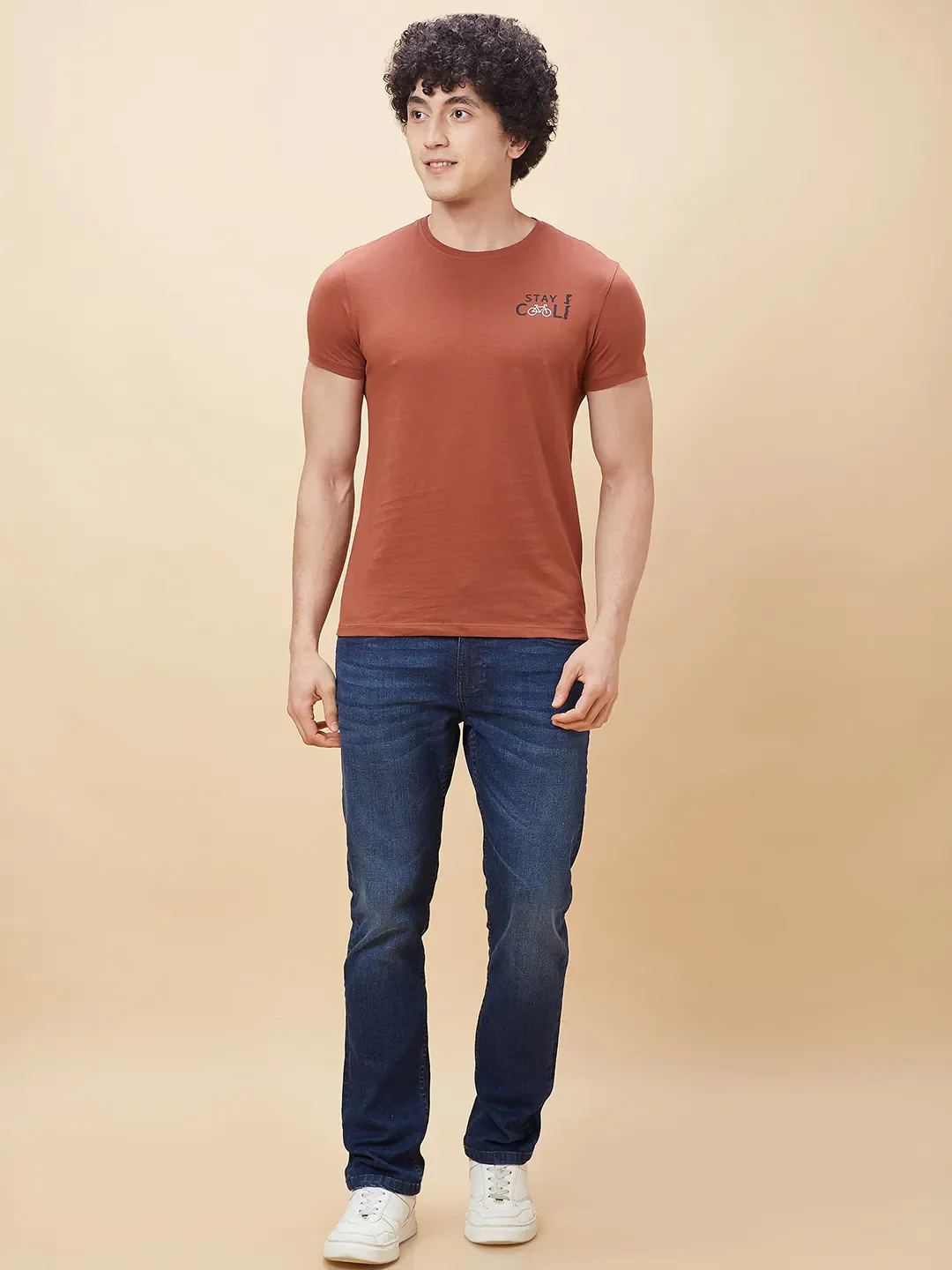 Brown Regular Fit Men's Short Sleeves T-Shirt by Being Human Clothing - Image 2