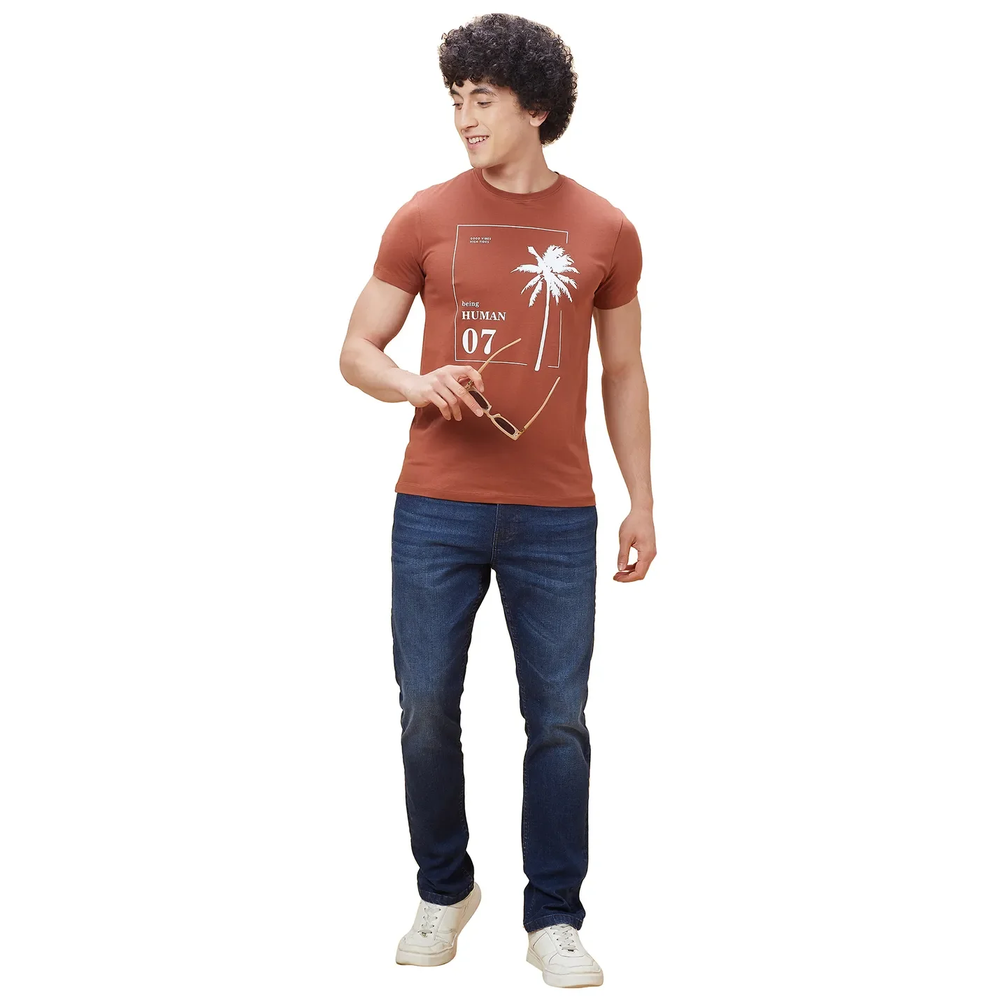 Brown Regular Fit Men's Short Sleeves T-Shirt by Being Human Clothing - Image 6