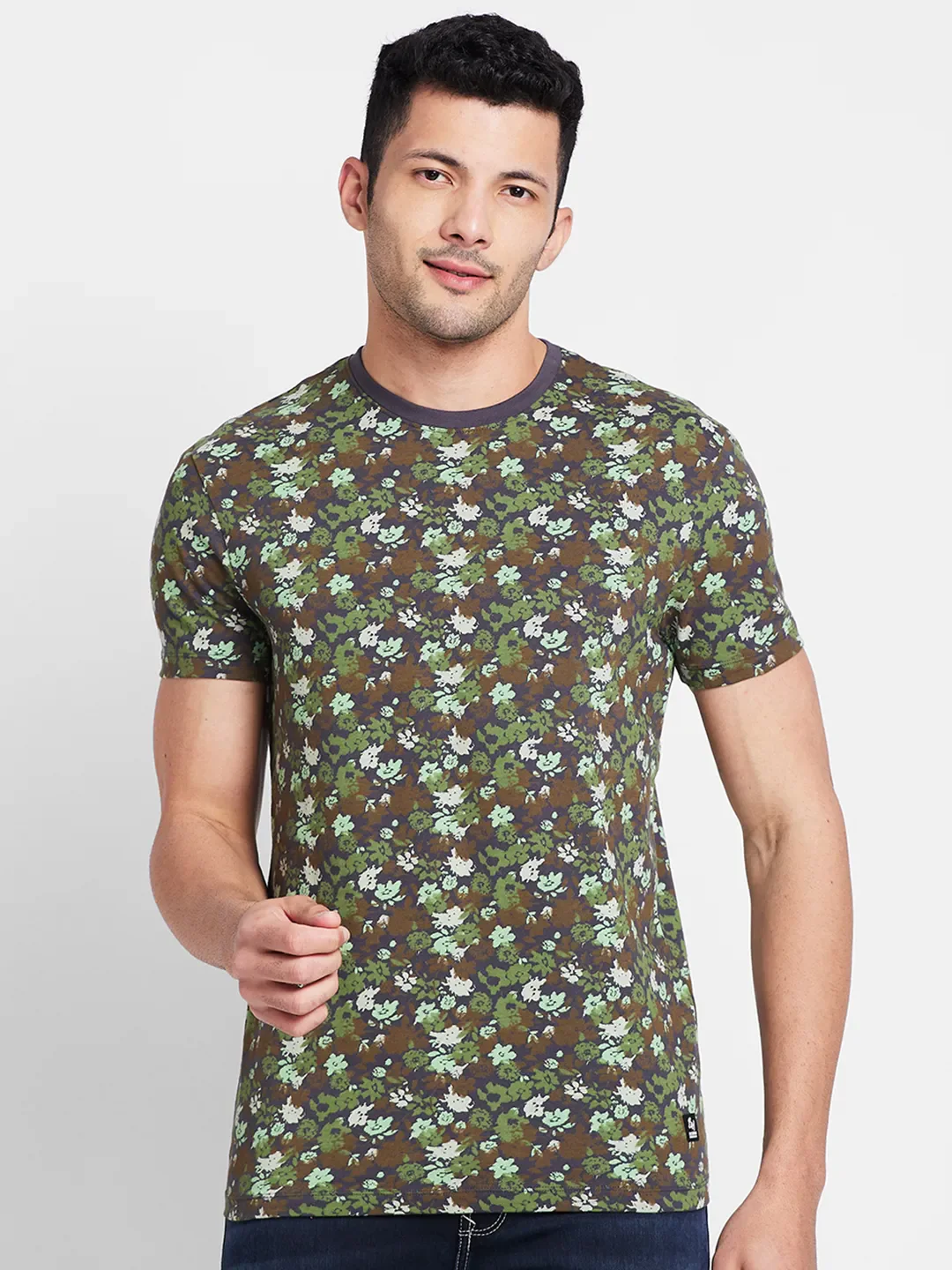 Charcoal Regular Fit Round Neck Men's T-Shirt by Being Human Clothing