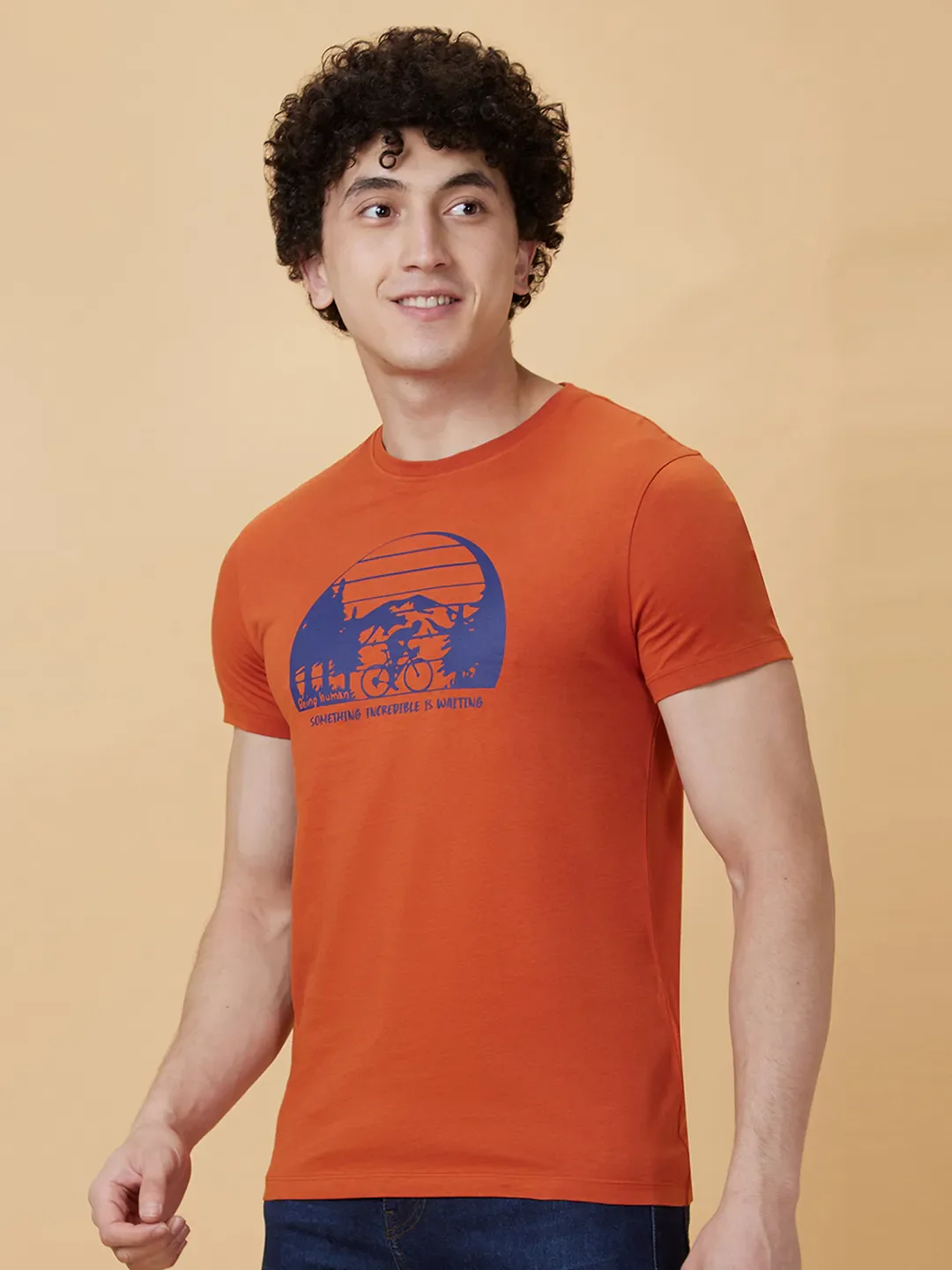 Brown Regular Fit Men's Short Sleeves T-Shirt by Being Human Clothing - Image 3