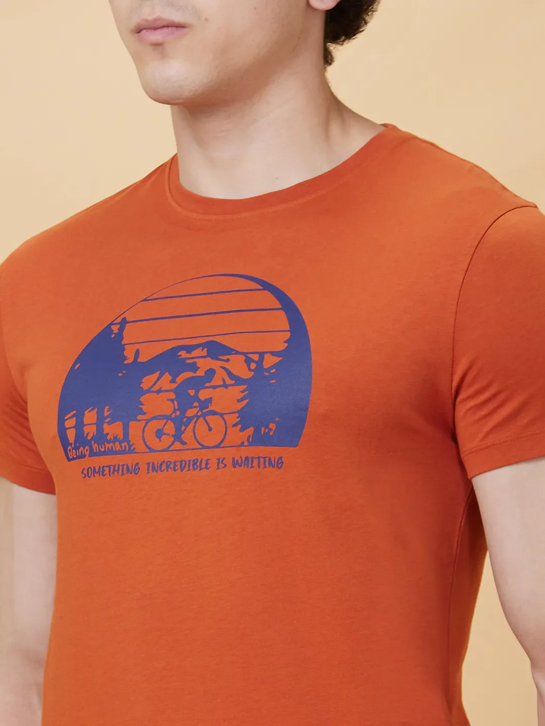 Brown Regular Fit Men's Short Sleeves T-Shirt by Being Human Clothing - Image 4
