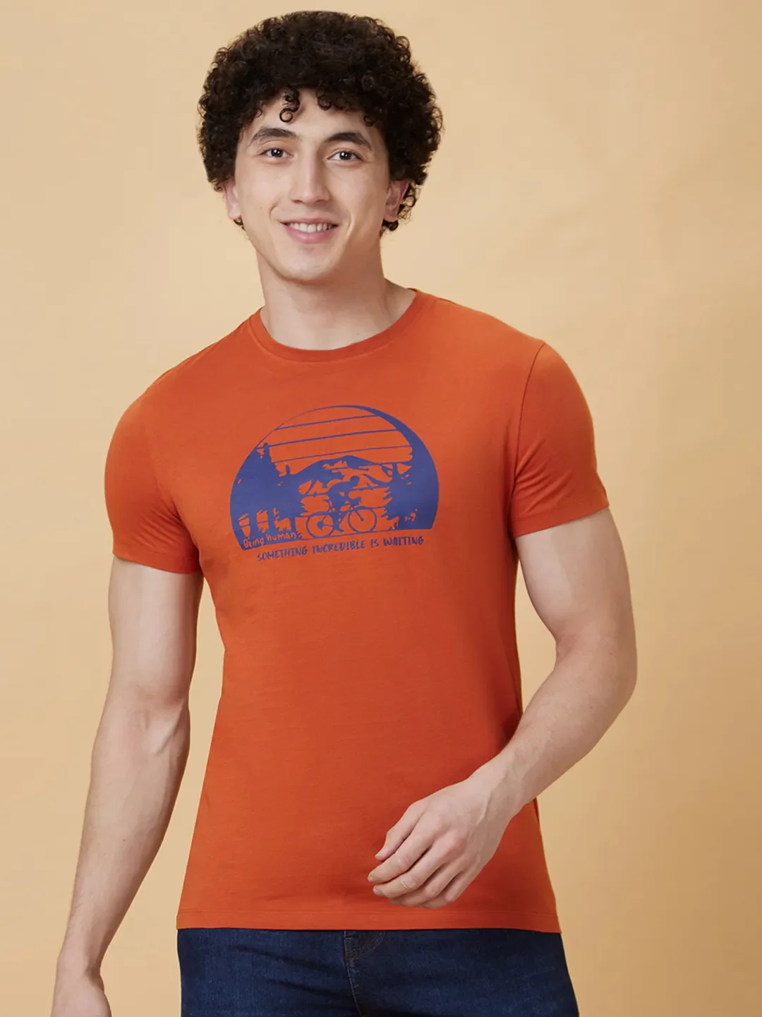 Brown Regular Fit Men's Short Sleeves T-Shirt by Being Human Clothing - Image 6