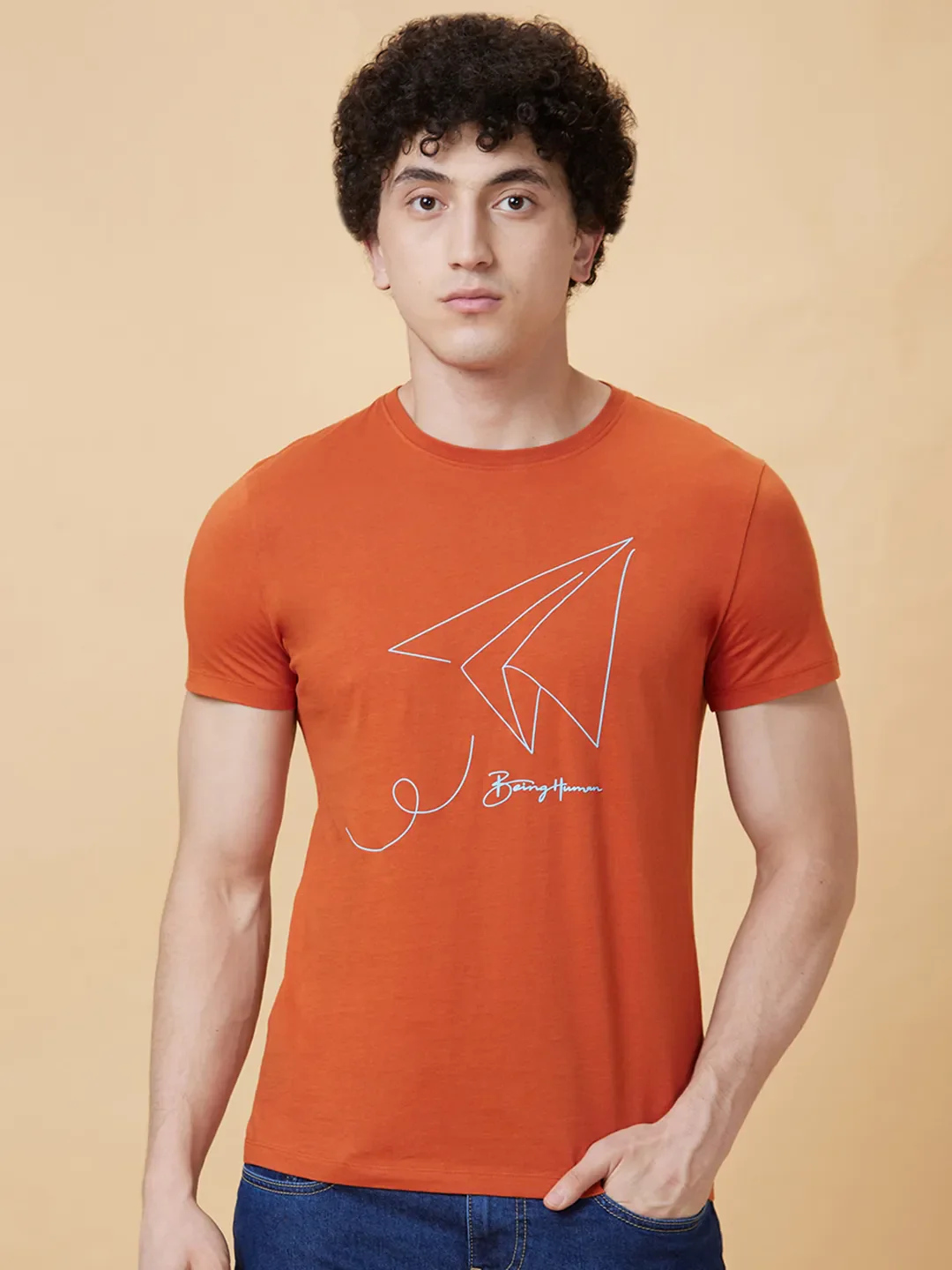 Brown Regular Fit Men's Short Sleeves T-Shirt by Being Human Clothing - Image 6