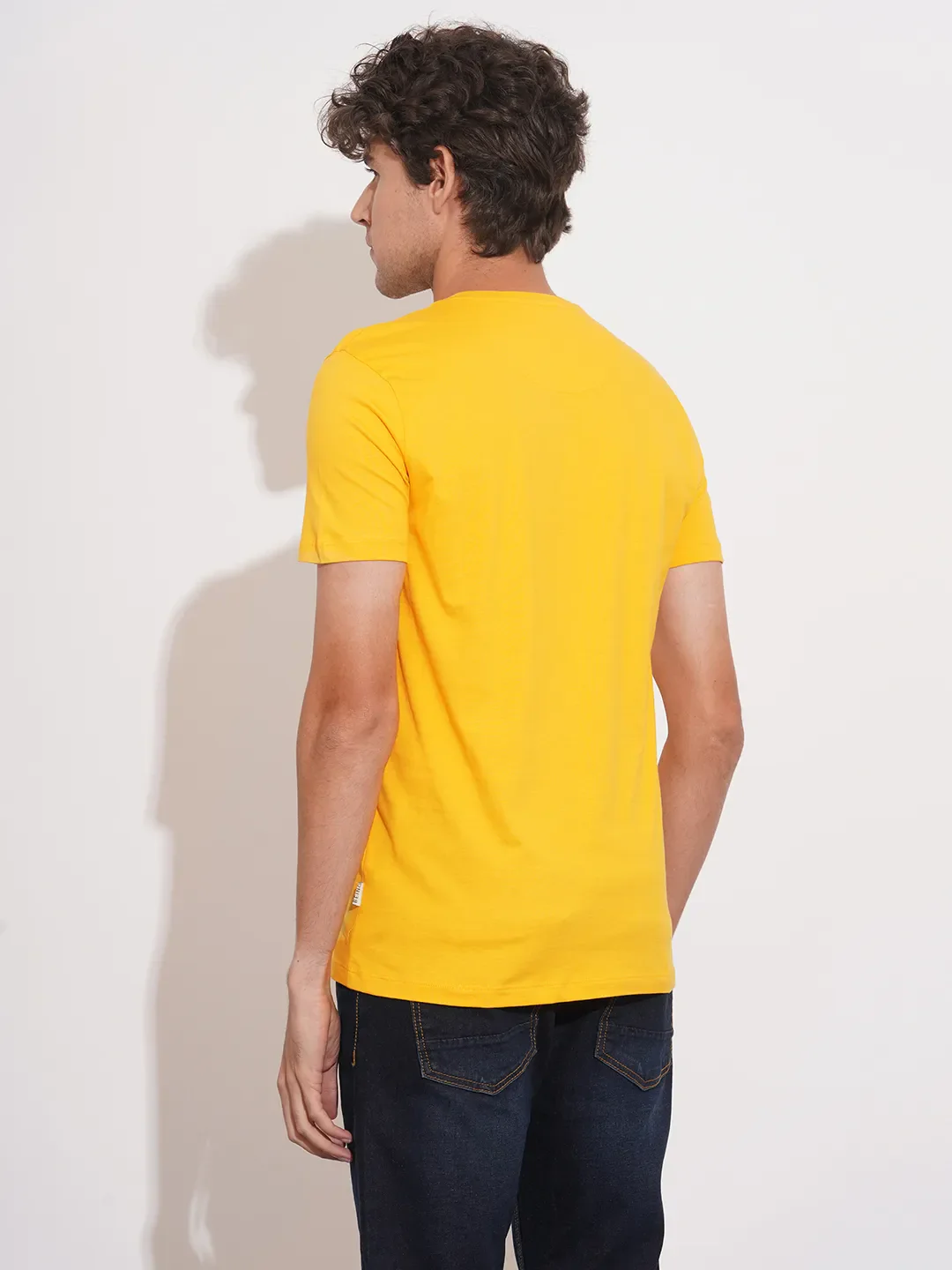 Yellow Regular Fit Men's Short Sleeves T-Shirt by Being Human Clothing - Image 3