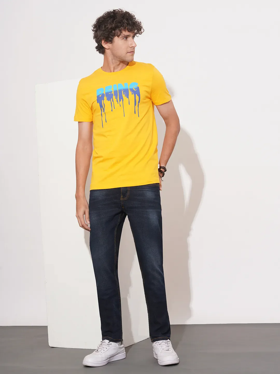Yellow Regular Fit Men's Short Sleeves T-Shirt by Being Human Clothing - Image 4