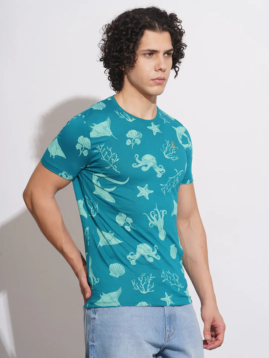 Blue Regular Fit Men's Short Sleeves T-Shirt by Being Human Clothing - Image 2