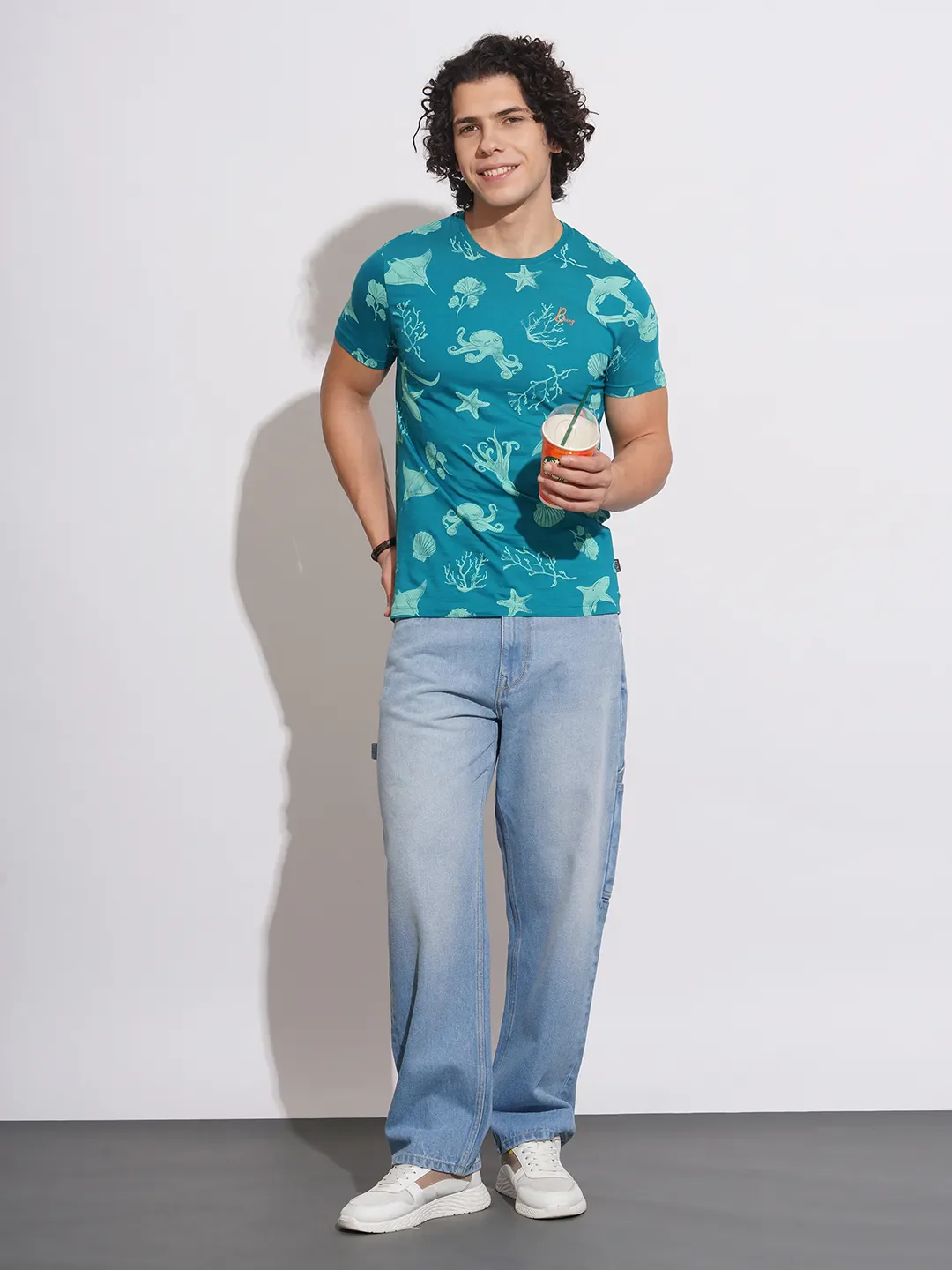 Blue Regular Fit Men's Short Sleeves T-Shirt by Being Human Clothing - Image 4