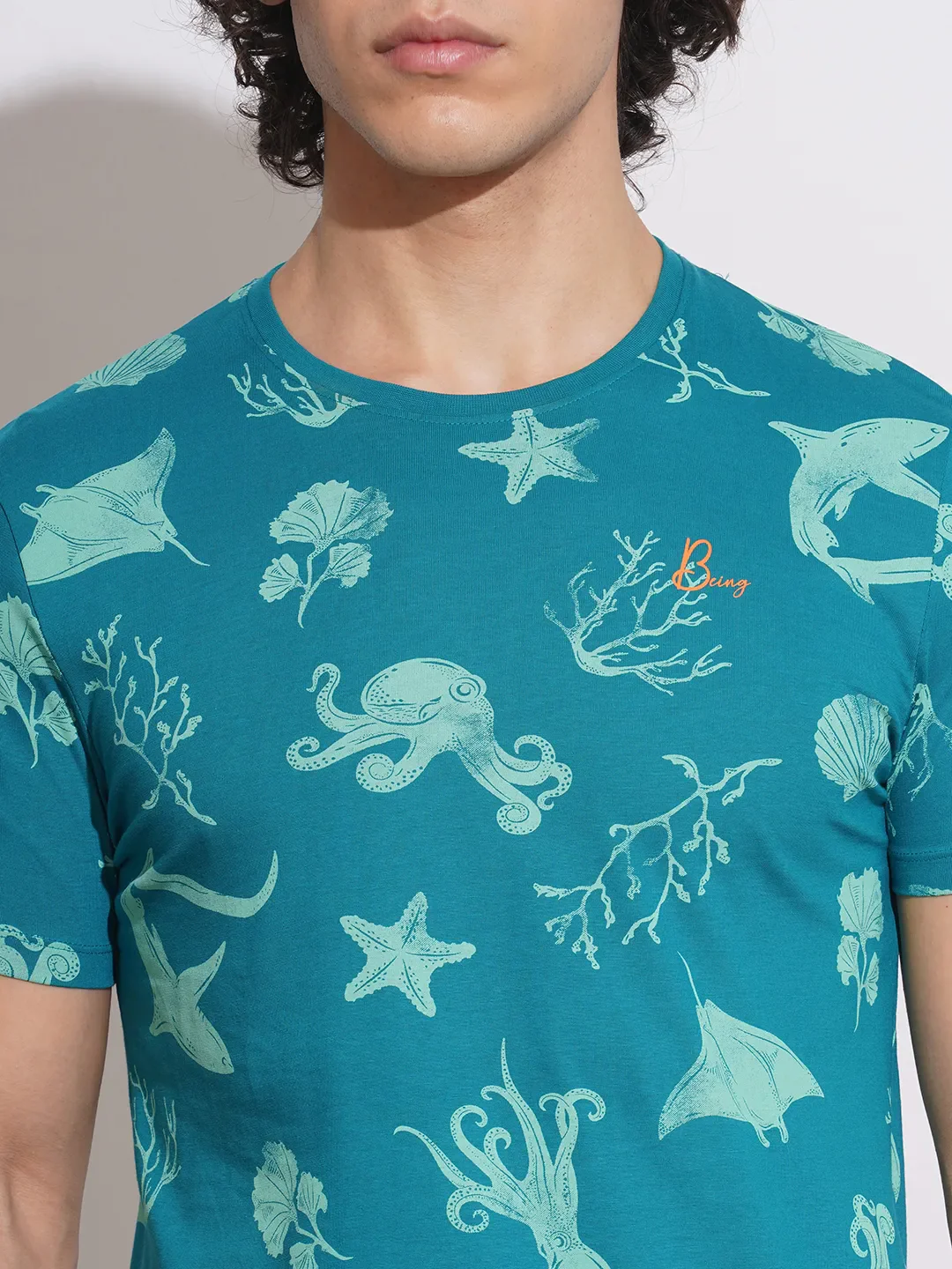 Blue Regular Fit Men's Short Sleeves T-Shirt by Being Human Clothing - Image 5